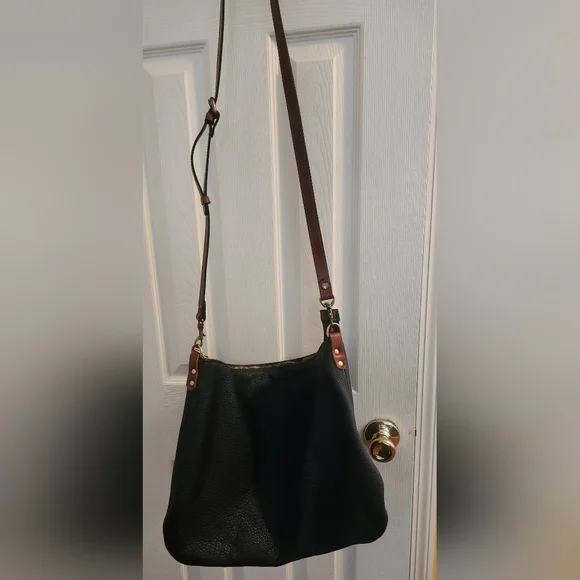 Ginger & Brown Black Leather Crossbody Bag